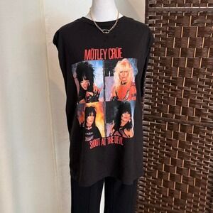 Motley Crue Y2k Shout at the Devil Black Tank Top Size Medium Alstyle Apparel
